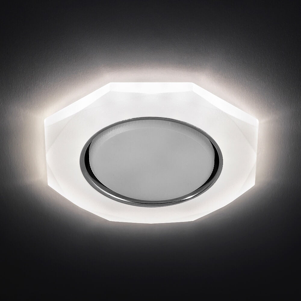 Светильник встраиваемый с белой LED подсветкой LBT GX002L-M1 потолочный GX53 без лампы, белый матовый