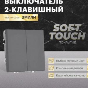 Выключатель двухклавишный Эмили (платиново-серый) / Stekker RSW10-5104-10
