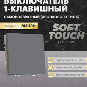 Выключатель одноклавишный самовозвратный Эмили (платиново-серый) / Stekker RSW10-5112-10
