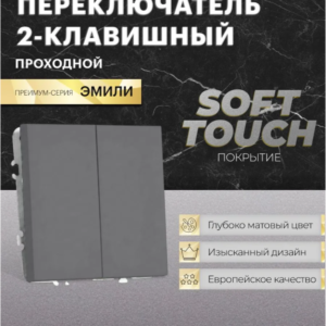 Переключатель двухклавишный Эмили (платиново-серый) / Stekker RSW10-5107-10