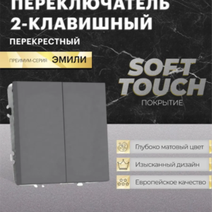 Переключатель перекрестный двухклавишный Эмили (платиново-серый) / Stekker RSW10-5111-10