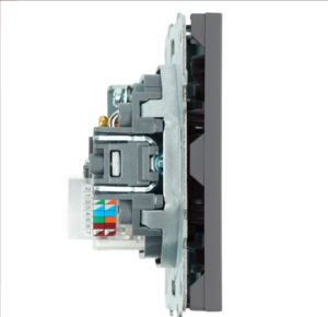 Розетка TV +компьютерная RJ-45 Эмили (платиново-серый) / Stekker RST00-5106-10