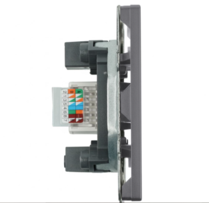 Розетка одноместная компьютерная RJ-45 Эмили (платиново-серый) / Stekker RST00-5117-10