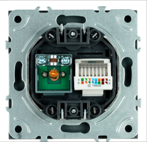 Розетка TV +компьютерная RJ-45 Эмили (черный уголь) / Stekker RST00-5106-05