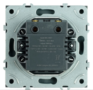 Розетка двойная USB + Type C Эмили (черный уголь) / Stekker RST10-5115-05