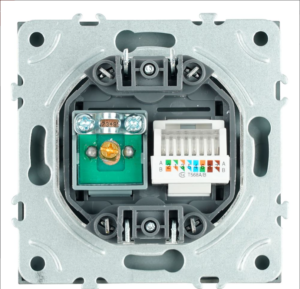 Розетка TV +компьютерная RJ-45 Эмили (платиново-серый) / Stekker RST00-5106-10