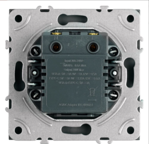 Розетка двойная USB + Type C Эмили (платиново-серый) / Stekker RST10-5115-10