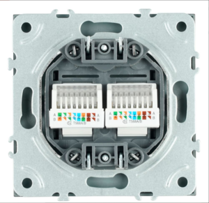 Розетка двухместная компьютерная RJ-45 двойная Эмили (платиново-серый) / Stekker RST00-5111-10