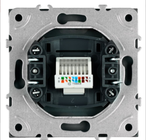 Розетка одноместная компьютерная RJ-45 Эмили (платиново-серый) / Stekker RST00-5117-10