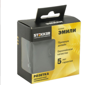Розетка одноместная TV Эмили (черный уголь) / Stekker RST00-5108-05