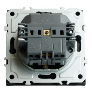 РОЗЕТКА С ЗАЗЕМЛЕНИЕМ И ЗАЩИТНЫМИ ШТОРКАМИ ЭМИЛИ (черный уголь) / Stekker RST16-5110-05