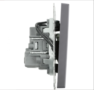 Выключатель двухклавишный с подсветкой Эмили (платиново-серый) / Stekker RSW10-5102-10