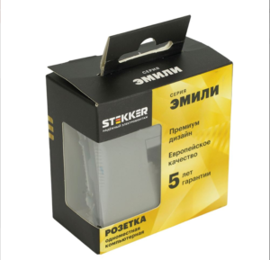 Розетка одноместная компьютерная RJ-45 Эмили (платиново-серый) / Stekker RST00-5117-10
