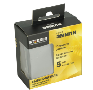 Выключатель одноклавишный с подсветкой Эмили (платиново-серый) / Stekker RSW10-5101-10