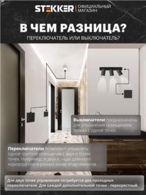 Переключатель перекрестный одноклавишный Эмили (черный уголь) / Stekker RSW10-5110-05