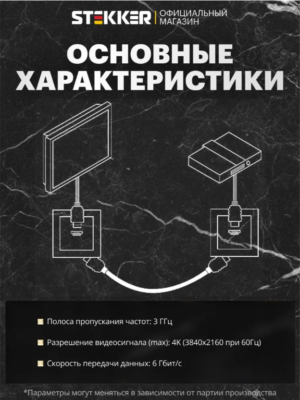 Розетка HDMI 2.0 Type A Эмили (черный уголь) 1A/ Stekker RST00-5118-05