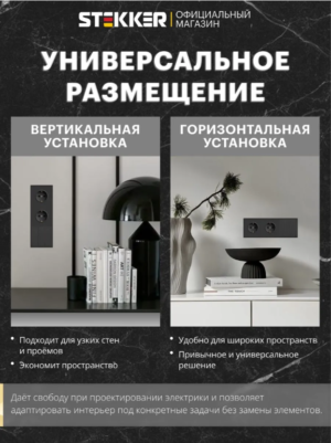 Рамка для розетки и выключателя Эмили 3 поста (черный уголь) / Stekker PFR00-5003-05