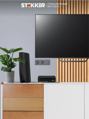 Розетка TV +компьютерная RJ-45 Эмили (платиново-серый) / Stekker RST00-5106-10