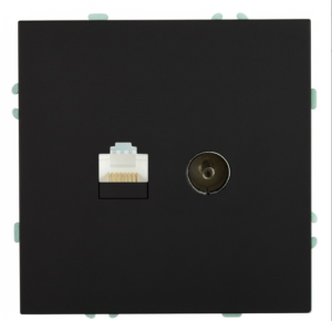 Розетка TV +компьютерная RJ-45 Эмили (черный уголь) / Stekker RST00-5106-05