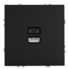 Розетка двойная USB + Type C Эмили (черный уголь) / Stekker RST10-5115-05