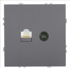 Розетка TV +компьютерная RJ-45 Эмили (платиново-серый) / Stekker RST00-5106-10