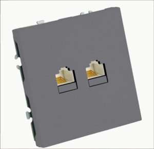Розетка двухместная компьютерная RJ-45 двойная Эмили (платиново-серый) / Stekker RST00-5111-10
