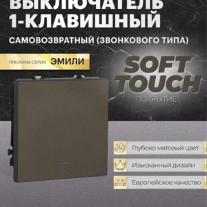 Выключатель одноклавишный самовозвратный Эмили (антрацит) / Stekker RSW10-5112-09