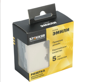 Розетка двухместная компьютерная RJ-45 двойная Эмили (кашемир) / Stekker RST00-5111-08