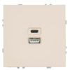 Розетка двойная USB + Type C Эмили (кашемир) / Stekker RST10-5115-08