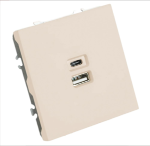 Розетка двойная USB + Type C Эмили (кашемир) / Stekker RST10-5115-08