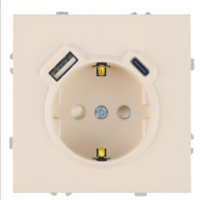 Розетка с заземлением и защитными шторками +USB + Type C Эмили (кашемир) / Stekker RST16-5119-08